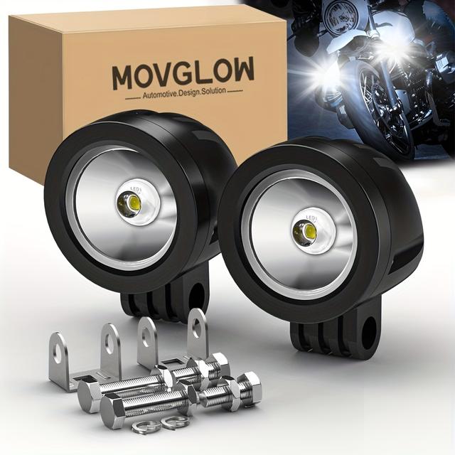 TEMU MOVGLOW 2pcs Motorrad LED Hilfslampe 12-24V Weiß Off-Road Arbeit Licht, für Motorrad, Off-Road, LKW, ATV, UTV, SUV, Boot, Traktor, usw., ohne Batterie