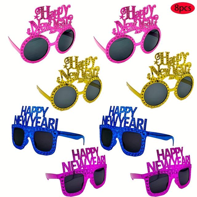 TEMU Neujahrsfeier Dekorationsbrillen 2025 Nummernbrillen FROHE NEUJAHRSdekoration Brillen 8er Set