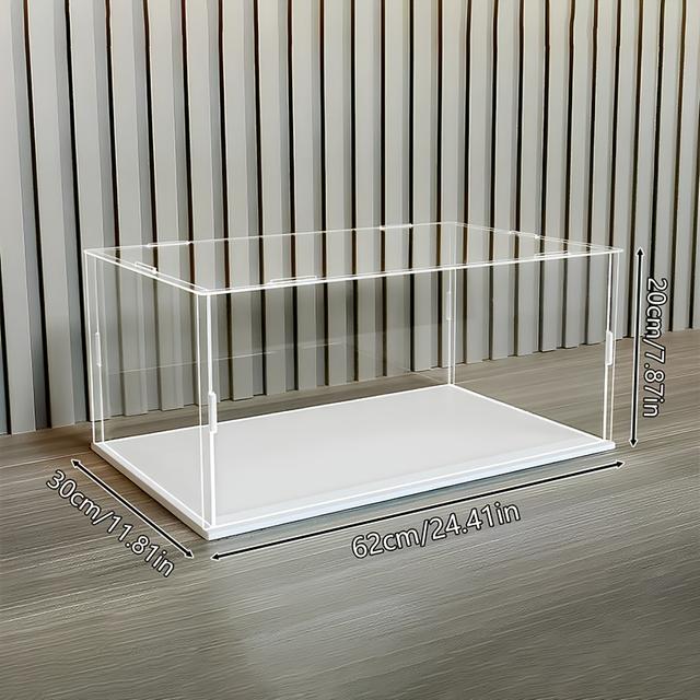 TEMU 1pc Transparent Acrylic Collectible Display Case - Dustproof, With A Matte , Size: 62x30x20cm. Suitable For Storing Model, Souvenirs, And Figurines | Perfect Christmas Or Birthday Gift