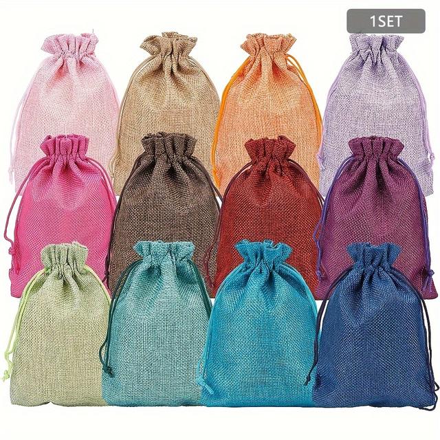 TEMU 24er- Stoffbeutel mit Kordelzug, verschiedene Farben, Jute-Geschenktüten für Hochzeitsgeschenke, , DIY- - 18x13cm, 2 Stück pro