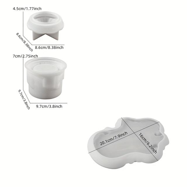 TEMU 3pcs Diy Cement European Lace Relief Tray Plate Carousel Storage Box Silicone Mold Jar Set