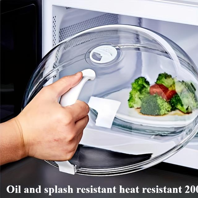TEMU 1pc Microwave Food Cover | Transparent, , Oil And , With Steam Vent, Easy To Hold, Suitable For Microwave And Kitchenware, Made Of Polypropylene