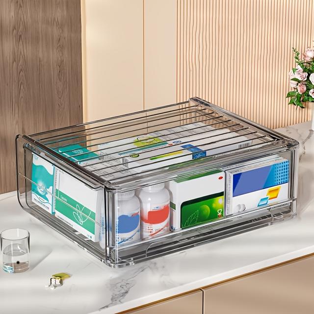 TEMU Single Unit Medicine Storage Unit - Multi-drawer Organizer For Household, - Sturdy Plastic, No Assembly Needed, Compact Space-efficient Design, Contemporary For Home Accessory, Stylish Build