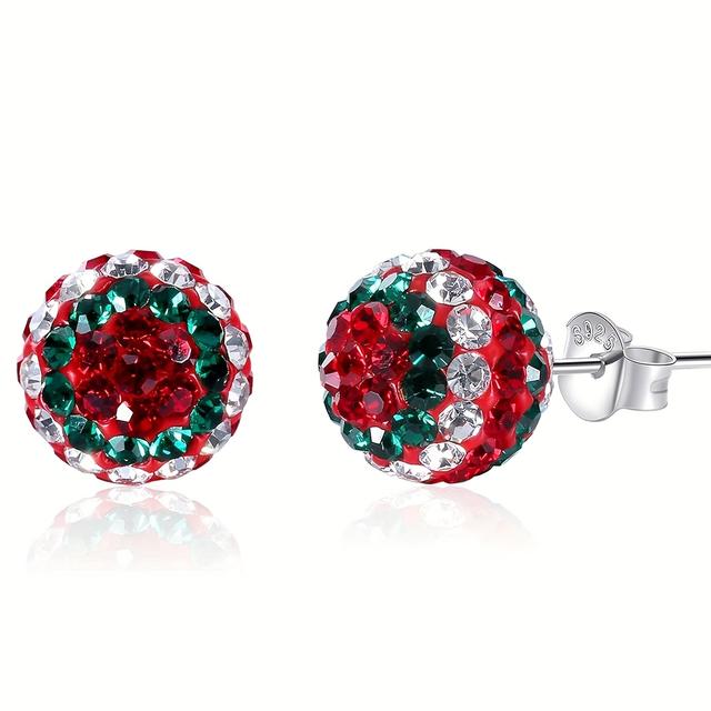 TEMU Vibrant 925 Sterling Disco Ball Stud Earrings, Jewelry Gifts For Women, 10mm