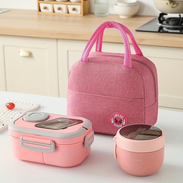 TEMU 3pcs/set Lunch Bag Set With Portable Lunch Bag,lunch Box For Back To School, College, Work, Camping. Storage Box Bag, Back To Handbag,bento Box