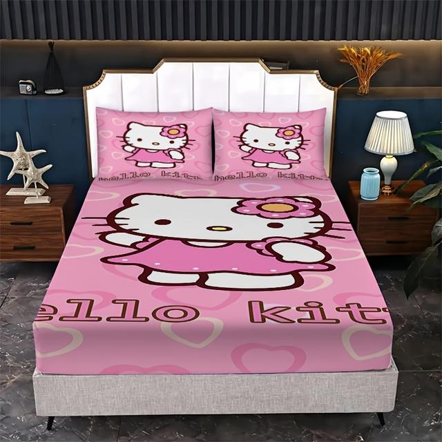 TEMU 3 قطع رسمية معتمدة لملاءة سرير داخلية حديثة، ومريحة مع غطاء وسادة، قابلة للغسل في الغسالة، واقي مرتبة، أربعة ، كرتون، غرفة نوم، غرفة ، منزل، هدية