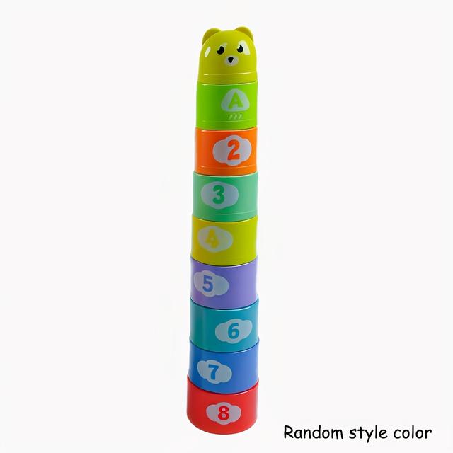 TEMU Rainbow Stacking Cups For Kids - Colorful Plastic Toy With Numbered 1-, Fine Motor Skills Development, Beach & Holiday Gift, Birthday Present, Learning Tool|colorful Toy|durable Plastic