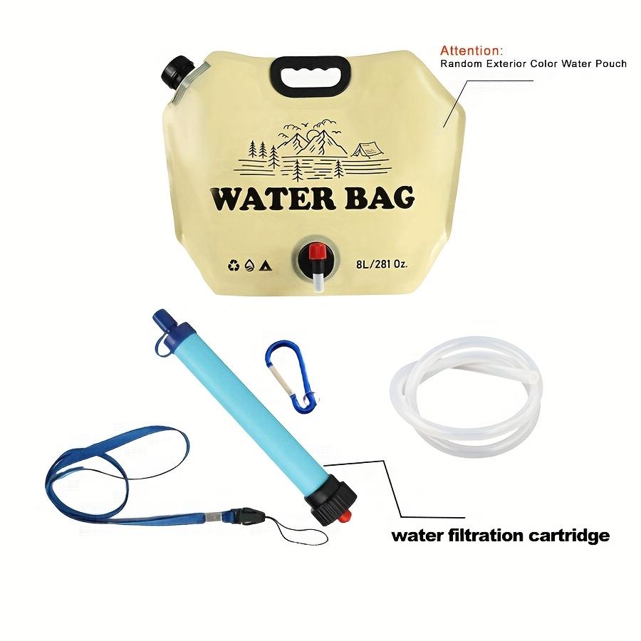 TEMU 8L, Schwerkraft-Wasserfilter-Strohhalm, Wasserreiniger Überlebenswerkzeug für Reisen und Notfälle, Lieferung in Zufälliger Farbe
