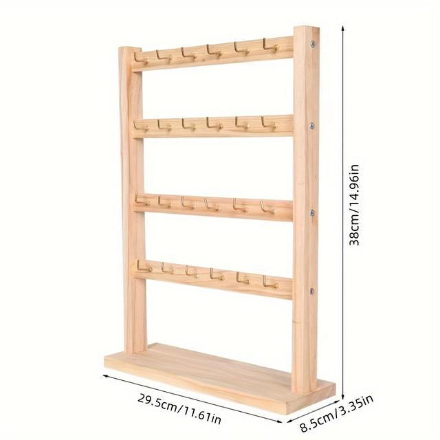 TEMU 1pc Wooden Jewelry Organizer With Hook, Multi-functional Desk Organizer For Keys, Rings, Earrings, And More Jewelry Towers