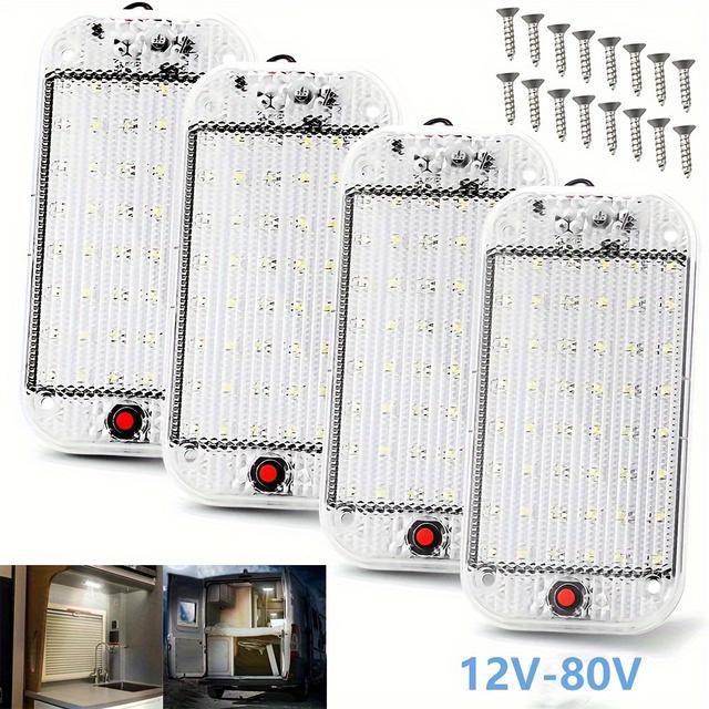 TEMU 12V-80V Luz de techo universal LED Lámpara de coche interior con de encendido/apagado Luz de interior LED para camiones de , caravanas, barcos, vehículos recreativos, sin batería