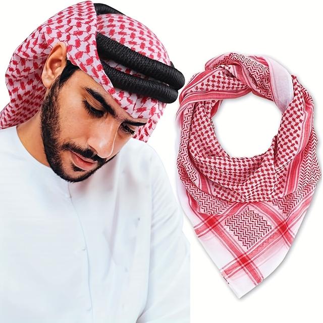 TEMU 140cm By 140cm Arab Scarf, Headscarf, Dubai Shawl, Middle Eastern Scarf, Suitable For Both Men And Women