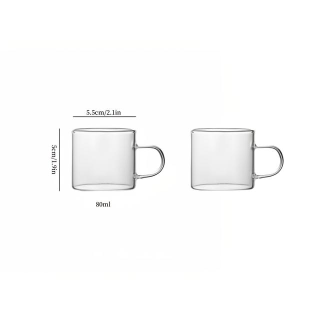 TEMU Set Of 2/4/6 Transparent Glass Tea Cups, 80ml, Made Of High Borosilicate Glass, Single-layer Drinking Cups. High Borosilicate Glass - Lightweight And Clear, Serving Guests Room