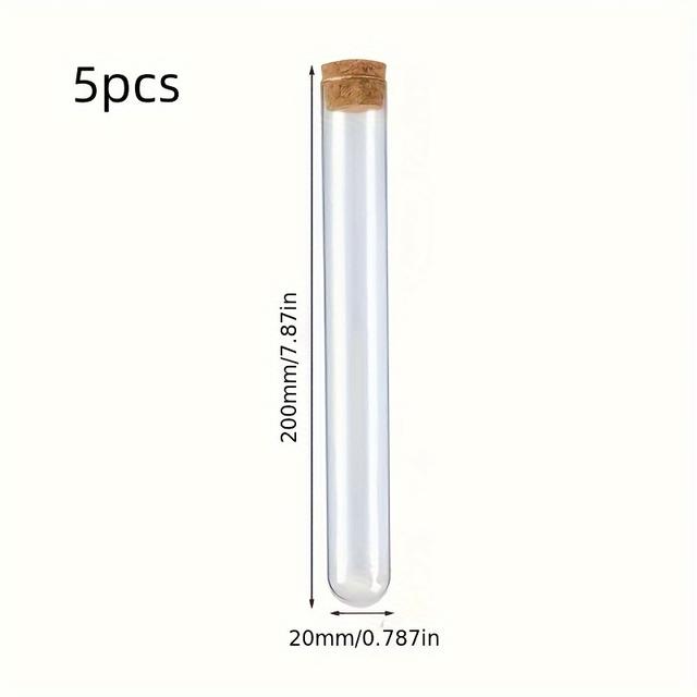 TEMU Set aus 5 Labor-Glasröhren mit Korken, 20mm Durchmesser, Boden