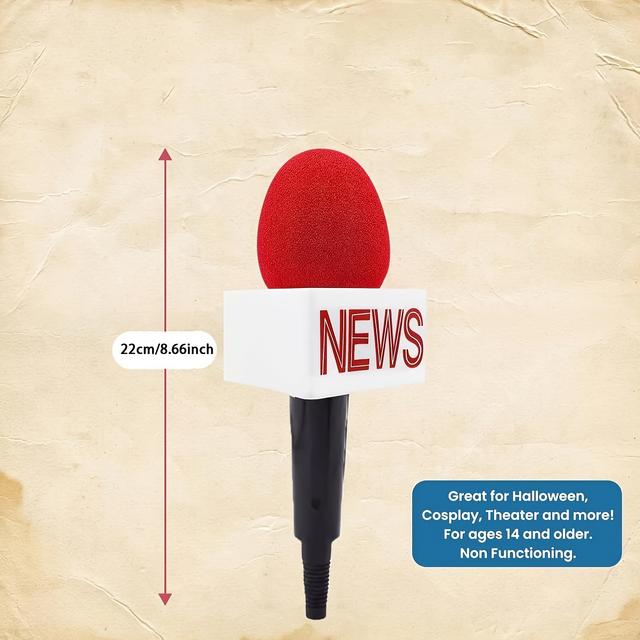 TEMU Fake Microphone Prop Microphone For Reporter, Anchorman, Halloween Costume For Halloween,christmas Event & Party Supplies Halloween&christmas For Christmas,newyear,valentine,party Events