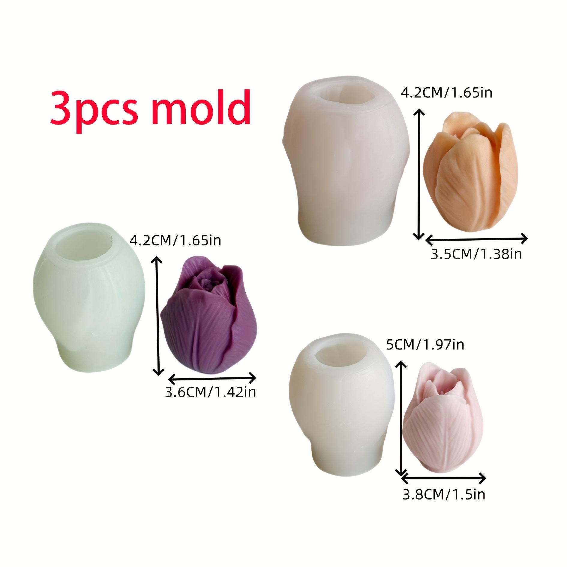 TEMU 3pcs Tulip Candle Mold 3d Flower Silicone Mold Handmade Aromatherapy Candle, Soap, Resin, Gypsum Casting Mold Craft Tulip Mold Home Decoration