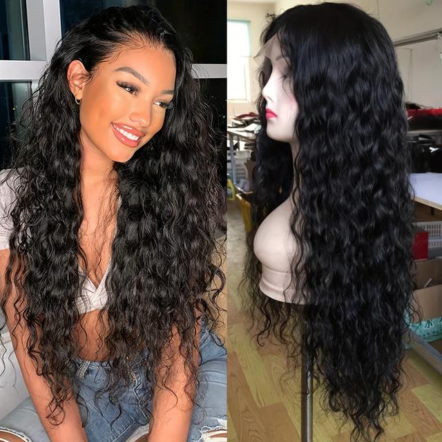 TEMU 13x4 Long Black Loose Curly Lace Front Wig In Black With 180 Density, Featuring Loose Curly Glueless Transparent Lace Front, Perfect For Women During Christmas And Black Friday