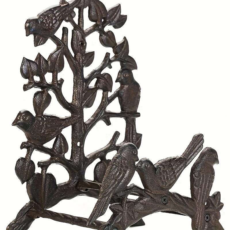 TEMU Vintage European Cast Iron Garden Hose Rack With 6 Little Birds Design - Classic Courtyard & Lawn Care Accessory