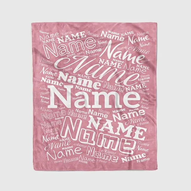 TEMU Custom Name Pink Pattern Soft Nap Blanket Fleece Throw Baby Blanket