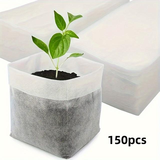 TEMU 150/250 Seedling Pots - Non-woven Fabric Planting Bags For Seed Sprouting, Home Gardening Supplies, Natural Design For Indoor/outdoor Use, Seed Sprouting Aids, Simple , Material