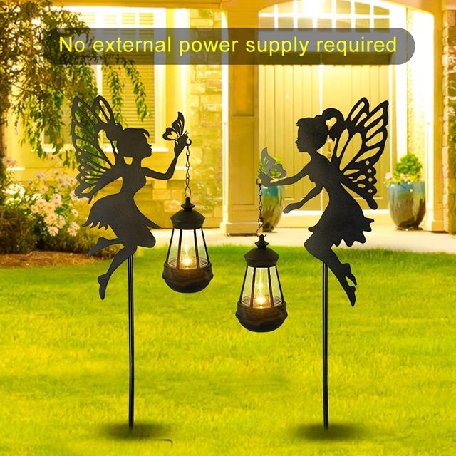 TEMU Táncoló Pillangó Tündér, 2db Solar Tündér Sziluett Lámpa - Tökéletes Udvari Dekorációs Karó, Festett Vég, Dekoratív Kültéri Kerti Ház Gyep Táj Világítás Erős És Tartós Kültérre Alkalmas