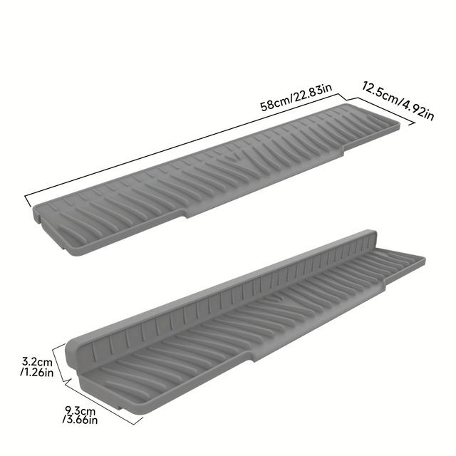 TEMU 1pc 45*10cm/58*12.5cm Square Silicone Faucet Drip Mat, Sink Sloped Drainage Splash Guard For Washbasin, Foldable Quick- Absorbent Pad Sizes