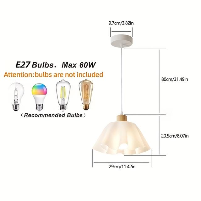 TEMU 1pc Modern Minimalist Flower Shaped Hanging Pendant Light, E27 Bulb Base, Kitchen Dining Table And Bar Halloween And Christmas Lighting Fixtures (without Bulbs)