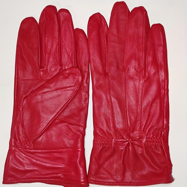 TEMU Colorful Women's Leather Gloves For Fashion, Suitable For Cycling And Driving, Full- And Warm With Lining