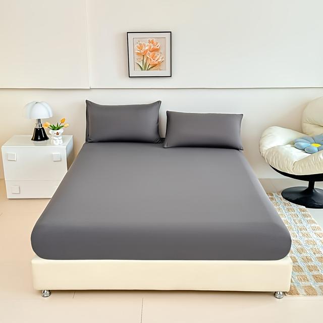 TEMU 1 قطعة ملاءة جاهزة، ملاءة سرير فردي، واقي مرتبة، غطاء واقي ملاءة جاهزة فردي، ناعم ومريح قابل للغسل في الغسالة بلون صلب سهل الحمل بدون كيس وسادة