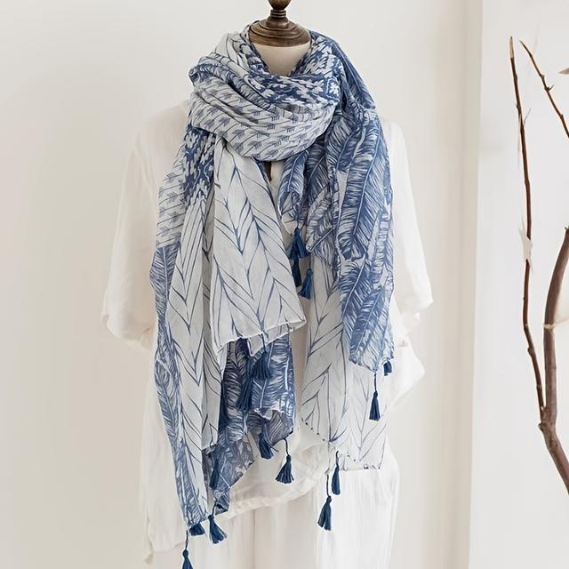 TEMU Bufanda étnica artística y fresca estilo japonés para mujer, chal , envoltorio de gasa ligera para , otoño y verano