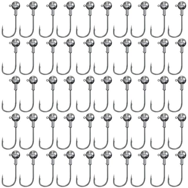 TEMU Pack Of 50 Jig Hooks With Round Jig Heads For Rubber Fish For Predator Fishing Fishing Hook Set A 2- Small Fishing Hook