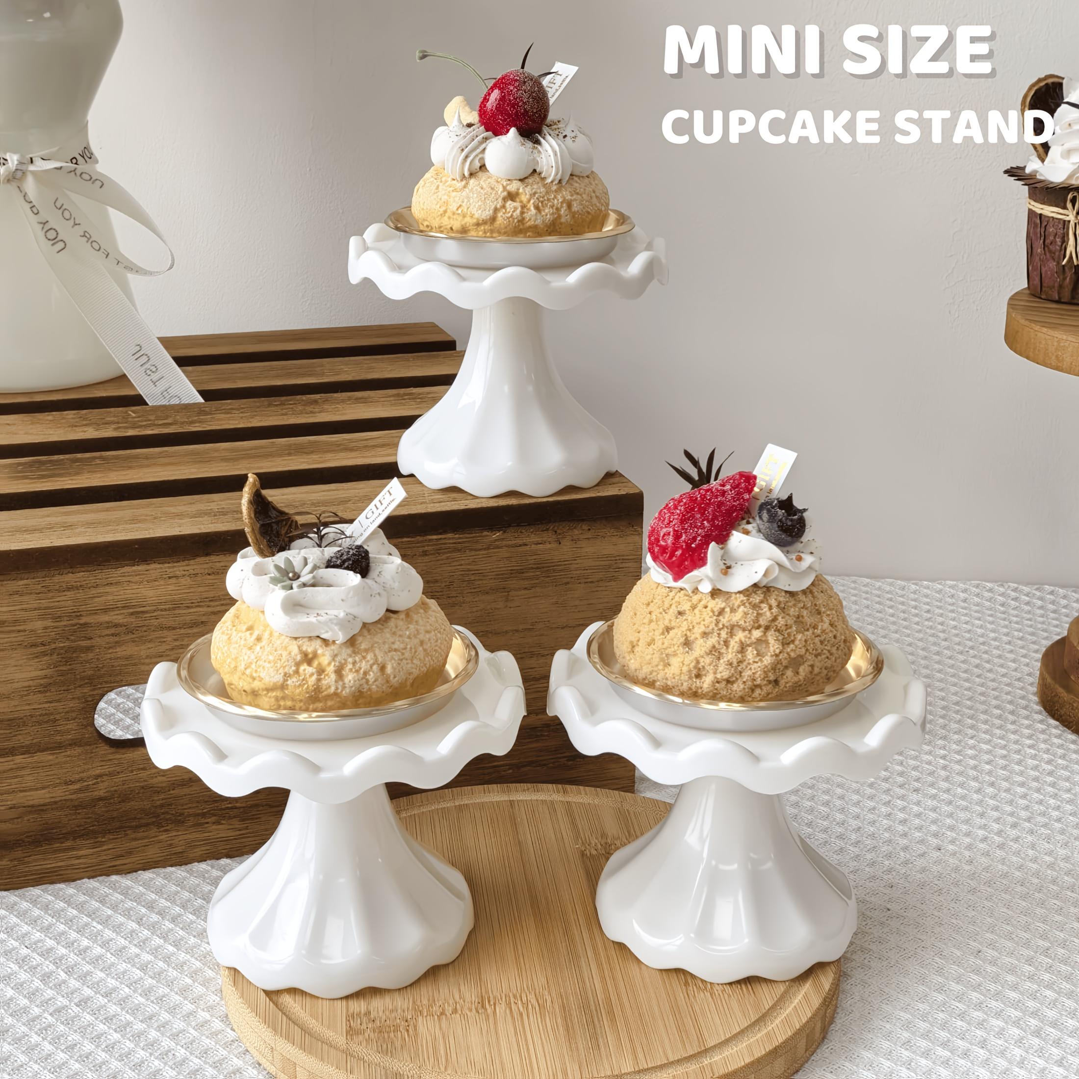 TEMU 3pcs Mini Cupcake Stands Set Small Cake Display Stand For Macaron, Chocolate, Dessert, Wedding, Birthday, Shower, Tea Party Supplies, , White