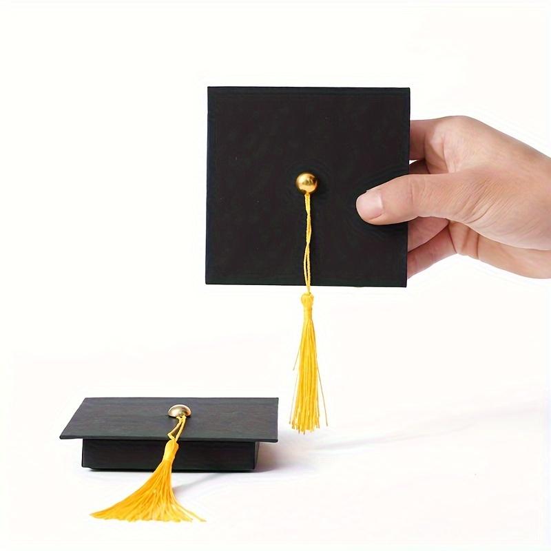 TEMU Black Graduate Hat Box With Golden Tassel For Graduation Gifts Cards Box Class Graduation Party Decorations