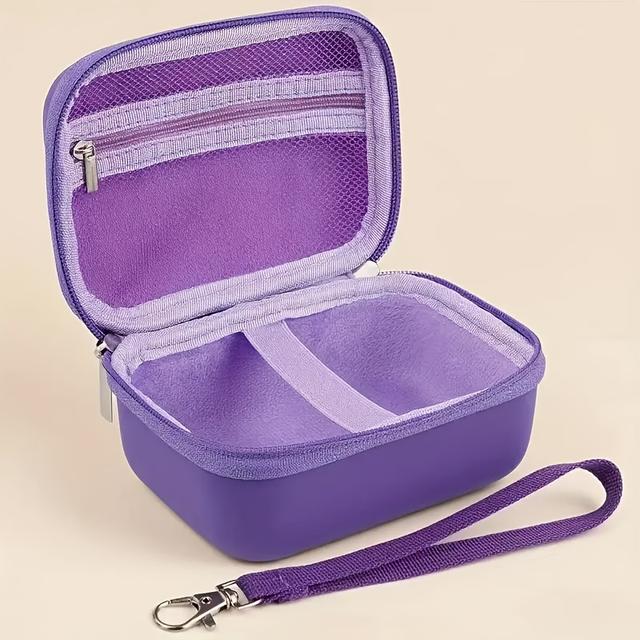 TEMU Camera Storage Case Esoxoffore, Dylanto, Prograce, Gktz Youth Digital Camera Storage Case - Durable Vinyl, Hard Shell With Mesh Pocket, Purple/black - Ideal For , Youth Camera Case