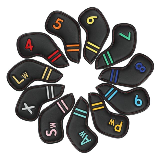 TEMU 11피스 골프 클럽 커버 세트, 디지털 자수 소재, 안전한 마그네틱 잠금 기능의 내구성 있는 볼 보호기