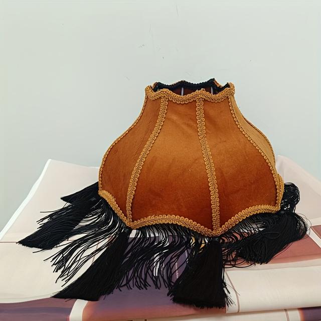 TEMU Elegant Princess Lampshade Vintage Blue Velvet Tassel Lamp Shades With Fringe Trim Decorative Cover (lampholder Not Included)