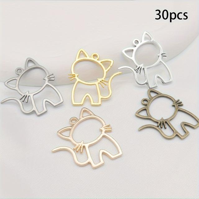 TEMU DIY 팔찌, 목걸이 및 귀걸이용 30개 고양이 펜던트 합금 주얼리 액세서리