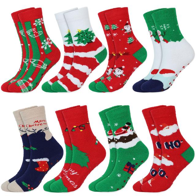 TEMU 6/8 Paar Weihnachtsmotive Socken für Damen Herren – Weihnachtsbaum, Weihnachtsmann, Schneemann – Kuschelig, rutschfest warm – Ideales Geschenk für Weihnachtsfeiern
