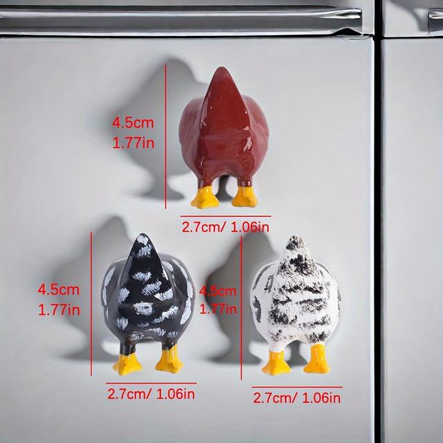 TEMU 3pcs/set, Chicken Butt Magnets, Funny Resin Animal Sculptures, Kitchen Decor, Abs Oval Shaped Magnets For Fridge, Home Gift Idea
