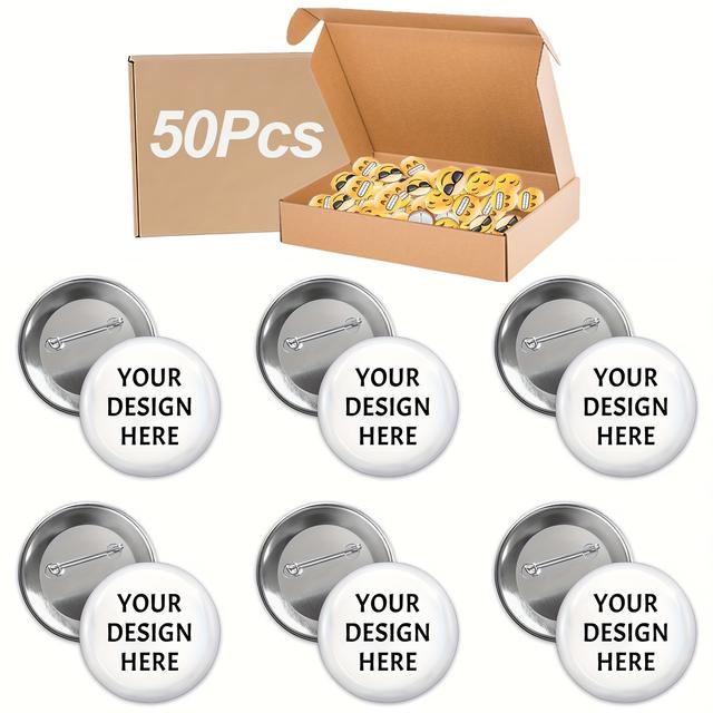 TEMU Set Of 50 Personalized Photo Pin Badges In A Box, Perfect For Diy Projects. Ideal For Gifts At Birthdays, Graduations, , And , Featuring A Shiny Metal End