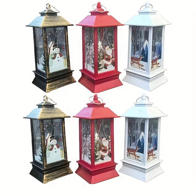 TEMU 6pcs Of Christmas Decorative Lights, Small Lanterns, Vintage Led Candle Lanterns, Perfect Christmas Gifts, Christmas Ornaments