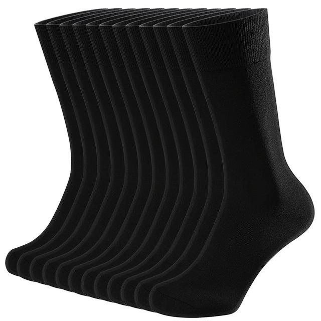 TEMU 12 Pairs Bamboo Fiber Socks Vegan Comfy Crew Socks - Bamboo Fiber Breathable For , Solid Color , Machine Washable Cozy Socks For Office Work & Casual Wear