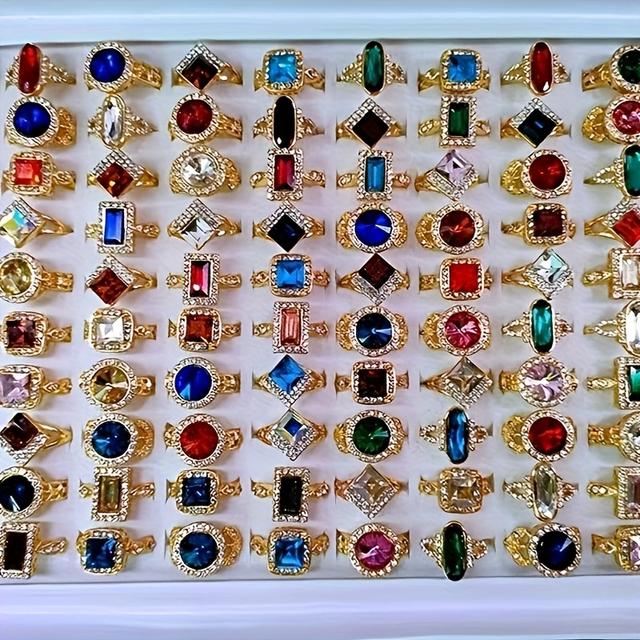 TEMU Sintética Chapado en Oro 14K - Diseño de Vidrio Manchado, Joyería Unisex para Hombres y Mujeres, Regalo del Día de San Valentín, Accesorio de Lujo Diario con Varietades de Gemas Coloridas