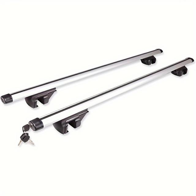 TEMU L123cm Ski Carrier Roof Rack Rails With Lockable Track, Supports A Load Of 150kg