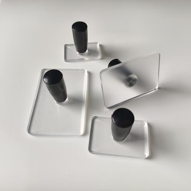 TEMU 4pcs Of Rectangular Acrylic Stamps With Handles, Transparent Additions