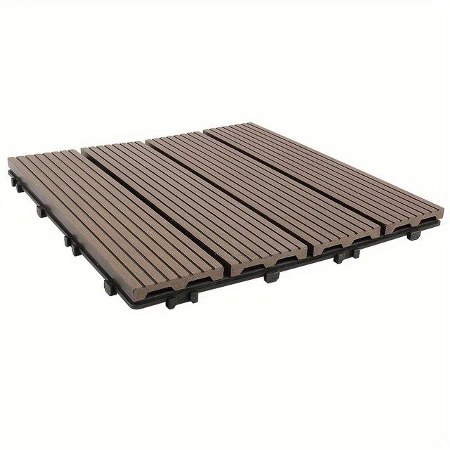 TEMU 11-teiliges Set Verriegelbare Außendekkfliesen, 30x30cm, Kunststoff-Holzkomposit, Einfach zu Installieren, für Terrassen- und Balkonböden, Garten-Decking, - und Garten-Deckfliesen
