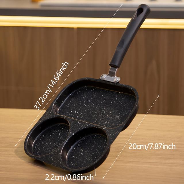 TEMU 1pc Square Frying Pan, 3/4 Hole Split Grill Frying Pan, Omelette Pan, Breakfast Cooking Pot, Anti-scald Handle, Pan For Eggs, Steak, , Suitable For Kitchen, Restaurant, Camping, Party, Rv