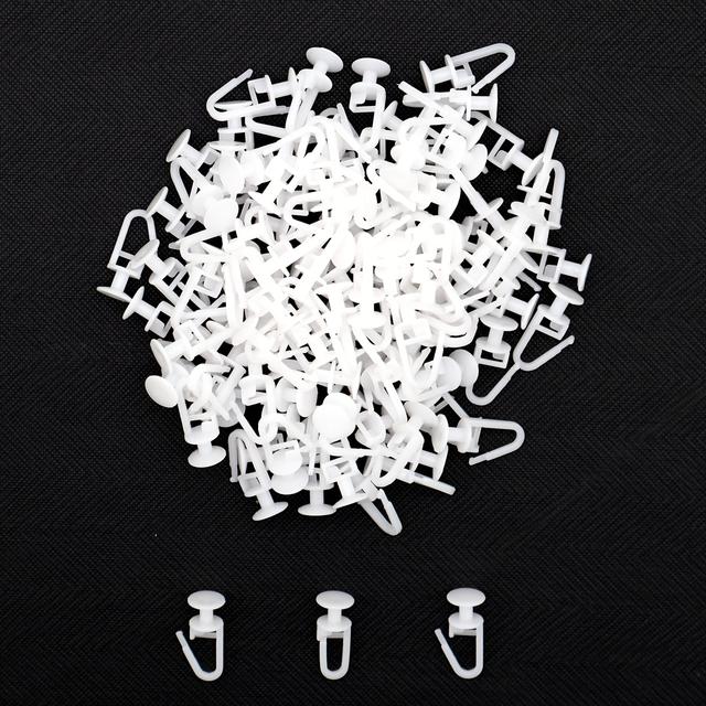 TEMU 100pcs Curtain Track Hooks, Curtain Hooks, Curtain Track Hooks With 10mm Heads, For Curtain Tracks, Curtain Tracks Ceiling Track Pulleys Set Lockable Folding Hooks For Rooms And Partitions