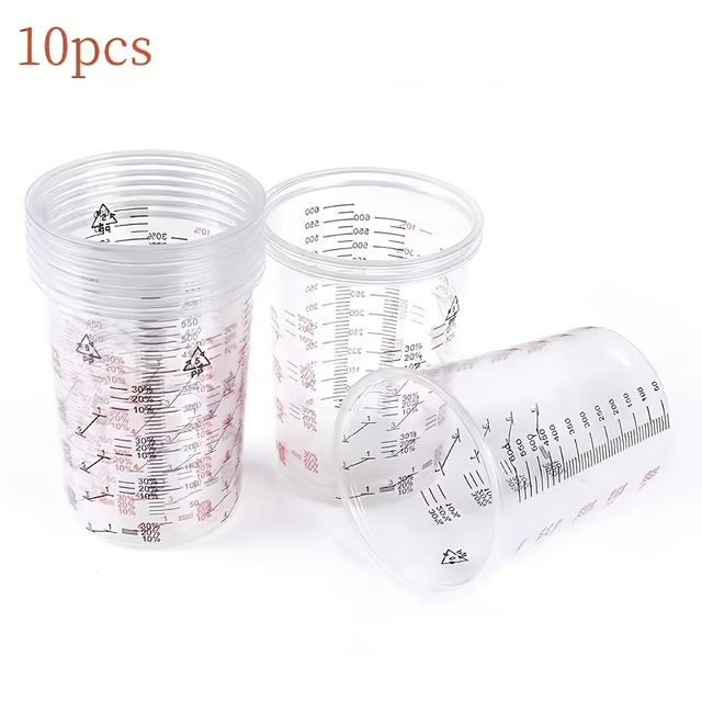 TEMU 600 ml kalibrerade målarpåsar och bärpåsar - genomskinlig plast med måttsskala, för hantverk och gör-det-själv-projekt, hantverksmaterial | genomskinliga plastmuggar | hållbar plast