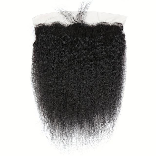 TEMU Frontale en Dentelle Droite 13x4 de Cheveux Humains Vierges Brésiliens, D'oreille à Oreille, Raides et Frisées HD, Pré-Épilée avec des Bébés Cheveux, Ligne Capillaire Naturelle