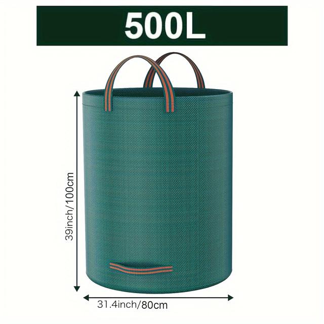 TEMU 1pc Heavy Duty Garden Waste Bag, /300l/120l, Reusable Yard Leaf & Grass Collection Bags, Uv & Water Resistant Pp Material, With Handles, Outdoor Lawn Leaf Bags
